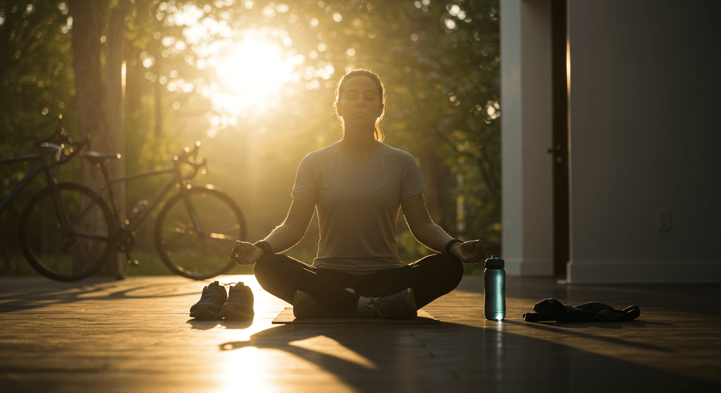 Benefits of Mindfulness for Athletes: Athlete practicing mindfulness meditation in a serene environment.
