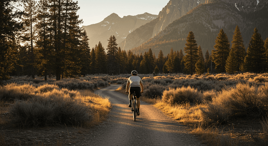 Exploring National Parks by Bike: Must-See Destinations biker riding through scenic mountain trail at sunset