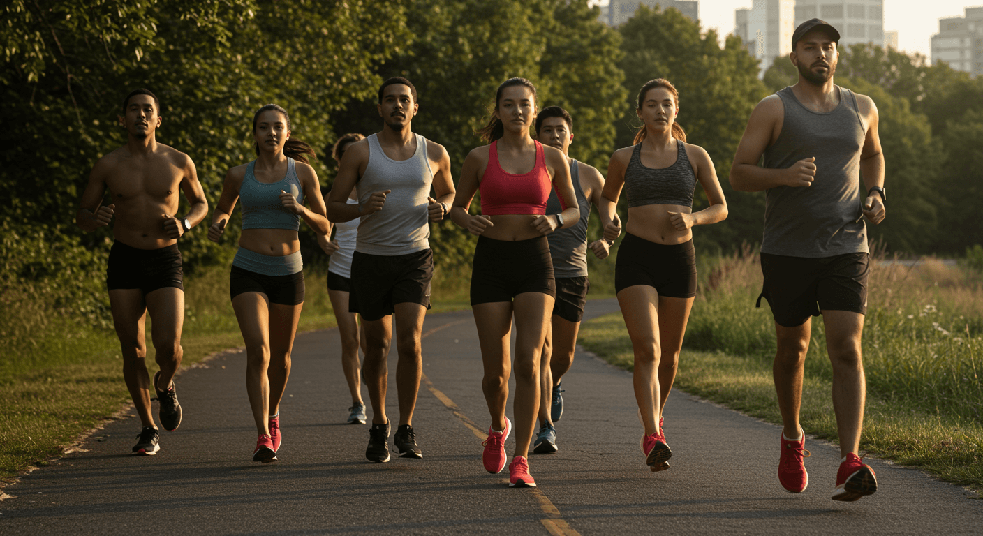 Inspiring Stories of Runners Overcoming Challenges - a diverse group of runners training together on a sunny day.