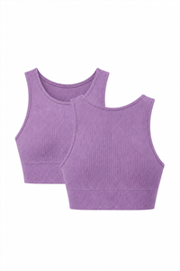 2-Pack CoreFit Racerback Sports Bra - Antique White/Vintage Violet Apparel & Accessories > Activewear > Sports Bras > Multi-Packs by Profit Outfits