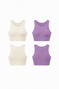2-Pack CoreFit Racerback Sports Bra - Antique White/Vintage Violet Apparel & Accessories > Activewear > Sports Bras > Multi-Packs by Profit Outfits