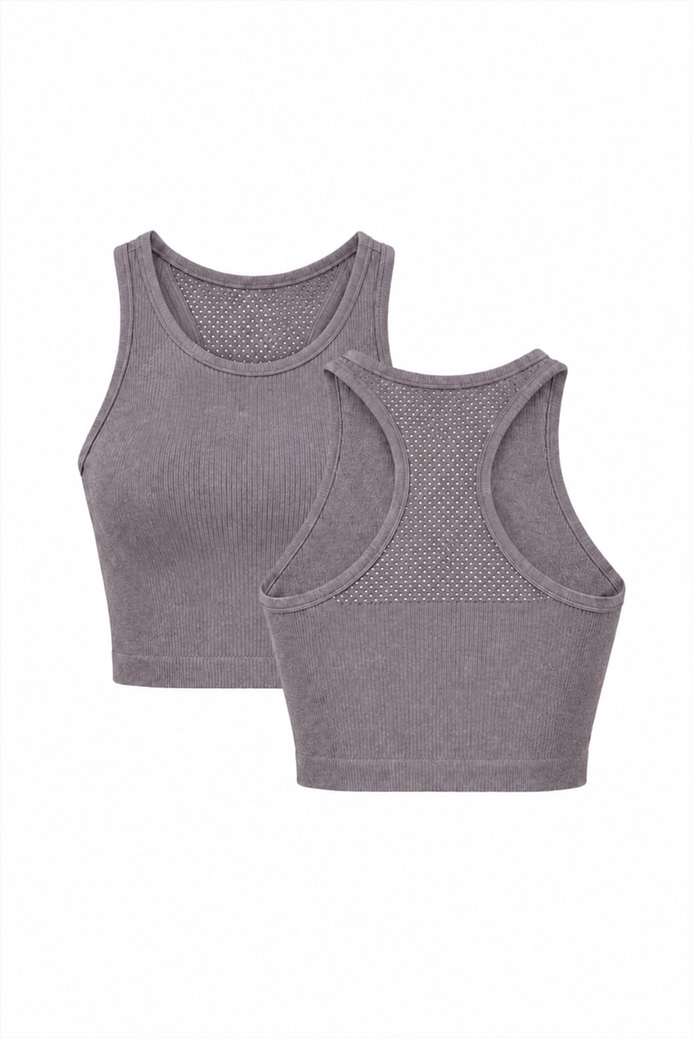 2-Pack CoreFit Racerback Sports Bra - Black/LT Heather Gray (Style 32734) Apparel & Accessories > Activewear > Sports Bras > Multi-Packs by Profit Outfits