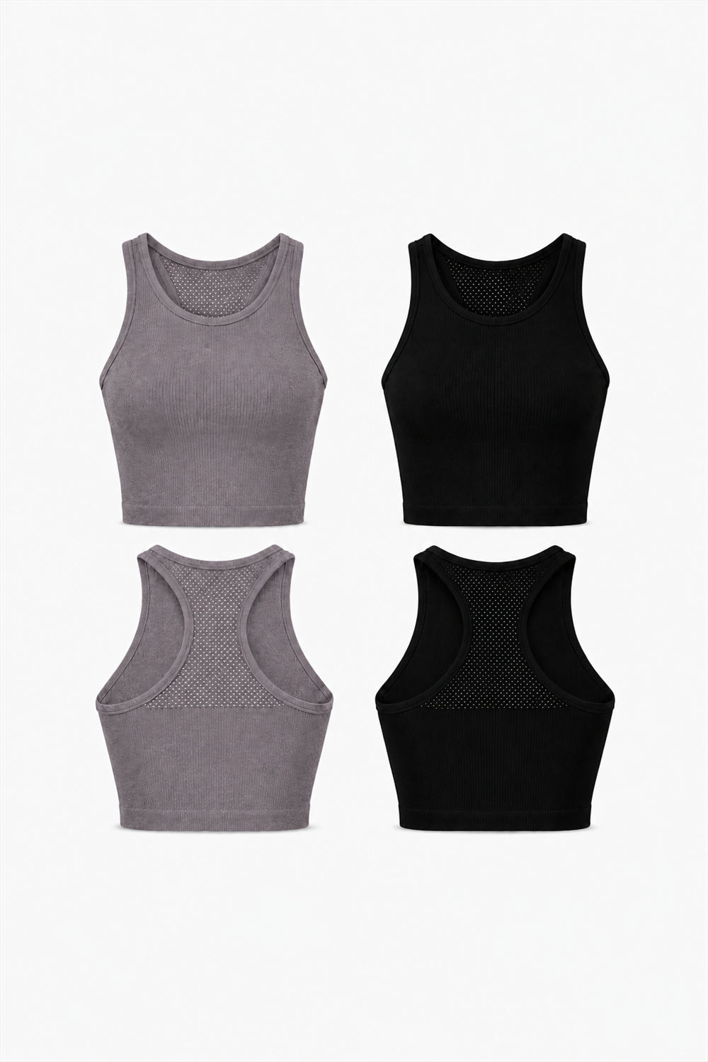2-Pack CoreFit Racerback Sports Bra - Black/LT Heather Gray (Style 32734) Apparel & Accessories > Activewear > Sports Bras > Multi-Packs by Profit Outfits