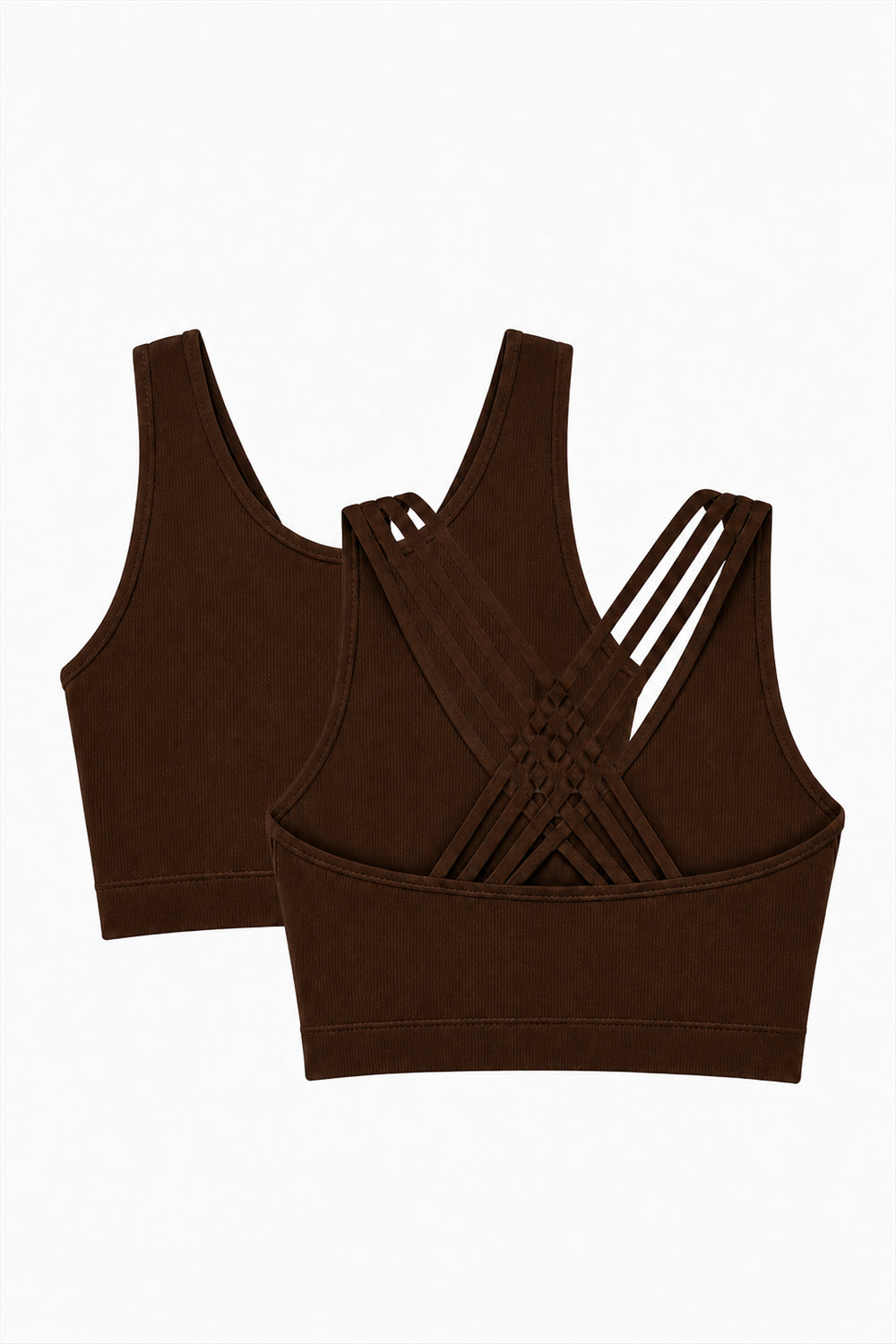 2-Pack CoreFit Racerback Sports Bra - Cappuccino/Black Apparel & Accessories > Activewear > Sports Bras > Multi-Packs by Profit Outfits