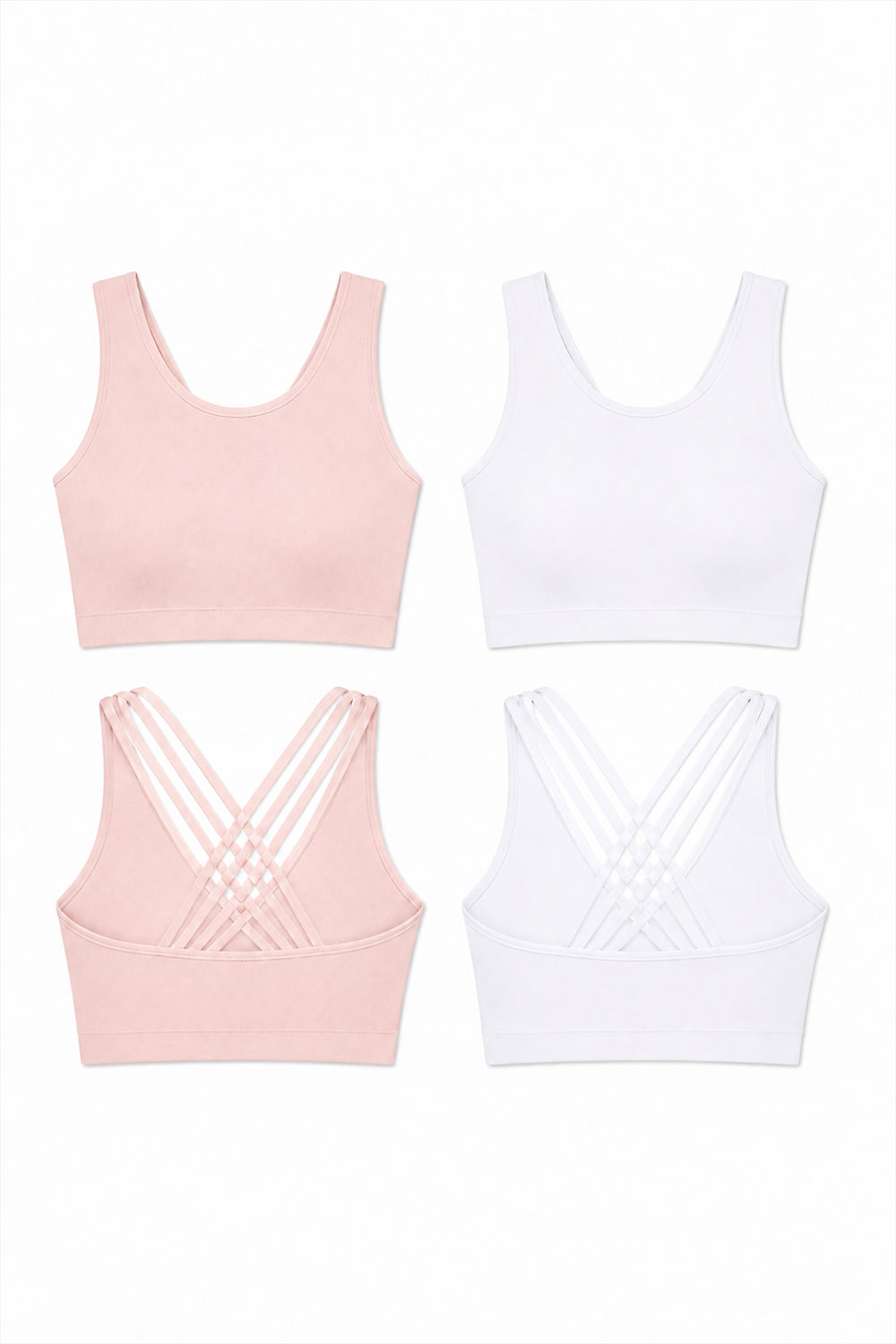 2-Pack CoreFit Racerback Sports Bra - Morganite/White Apparel & Accessories > Activewear > Sports Bras > Multi-Packs by Profit Outfits