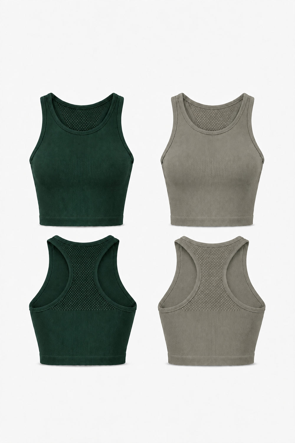 2-Pack CoreFit Racerback Sports Bra - Pine Grove/Agave Green Apparel & Accessories > Activewear > Sports Bras > Multi-Packs by Profit Outfits