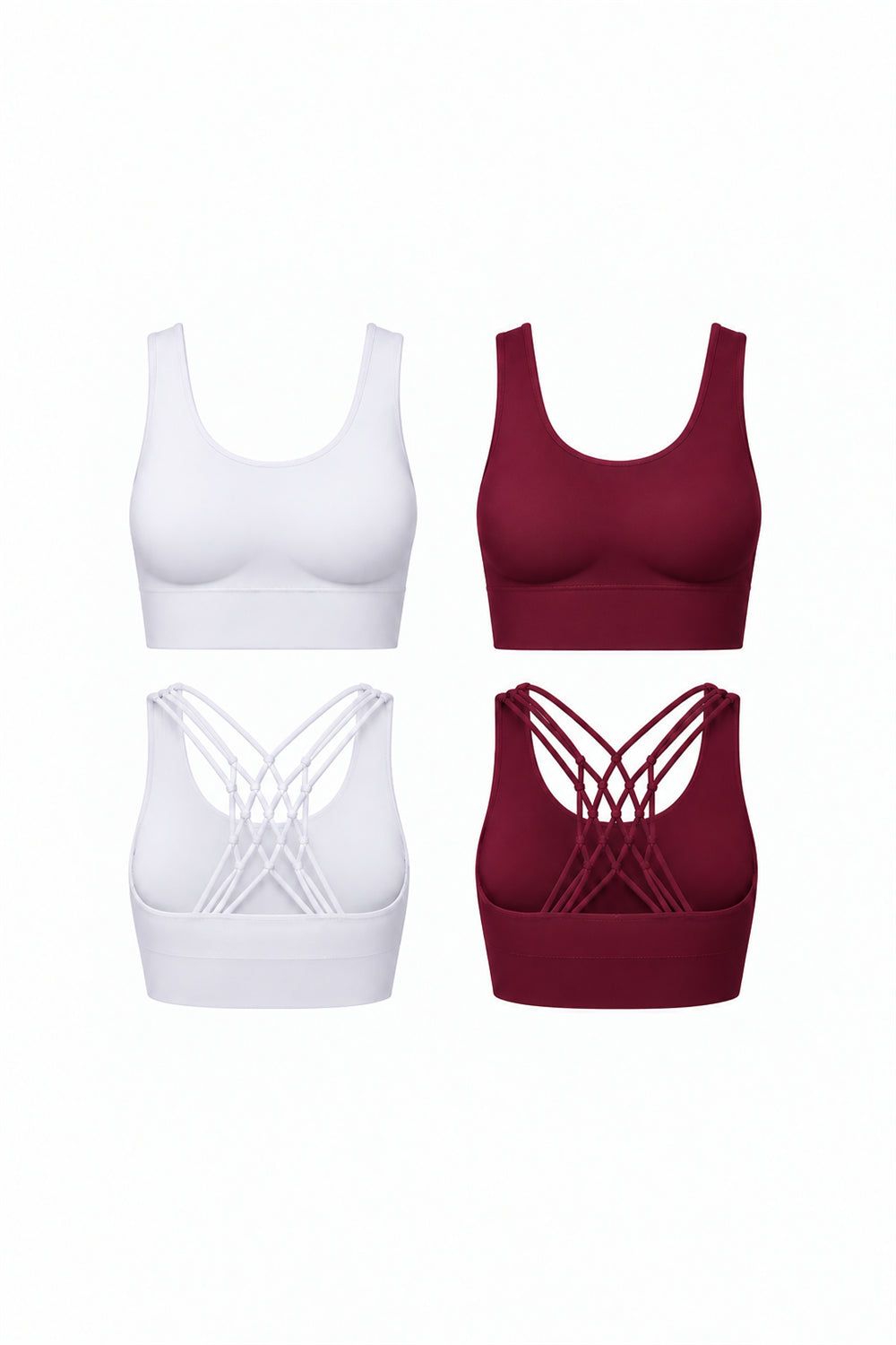 2-Pack CoreFit Racerback Sports Bra - Rose Brown/White (Style 31509) Apparel & Accessories > Activewear > Sports Bras > Multi-Packs by Profit Outfits
