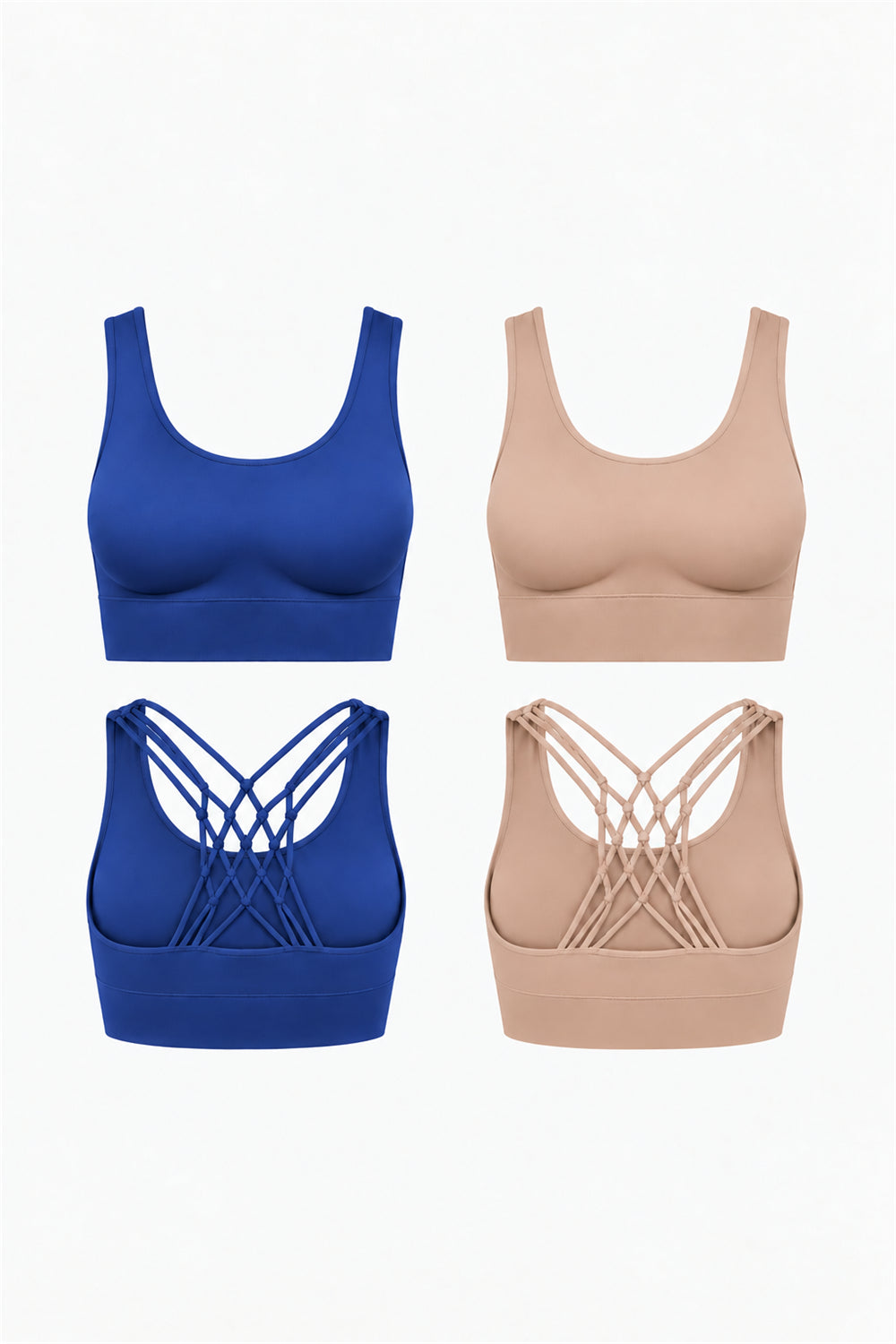 2-Pack CoreFit Racerback Sports Bra - Vintage Indigo/Atmosphere (Style 31509) Apparel & Accessories > Activewear > Sports Bras > Multi-Packs by Profit Outfits