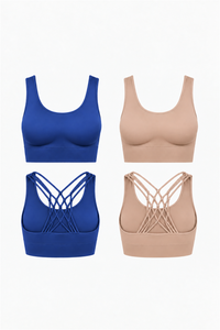 2-Pack CoreFit Racerback Sports Bra - Vintage Indigo/Atmosphere (Style 31509) Apparel & Accessories > Activewear > Sports Bras > Multi-Packs by Profit Outfits
