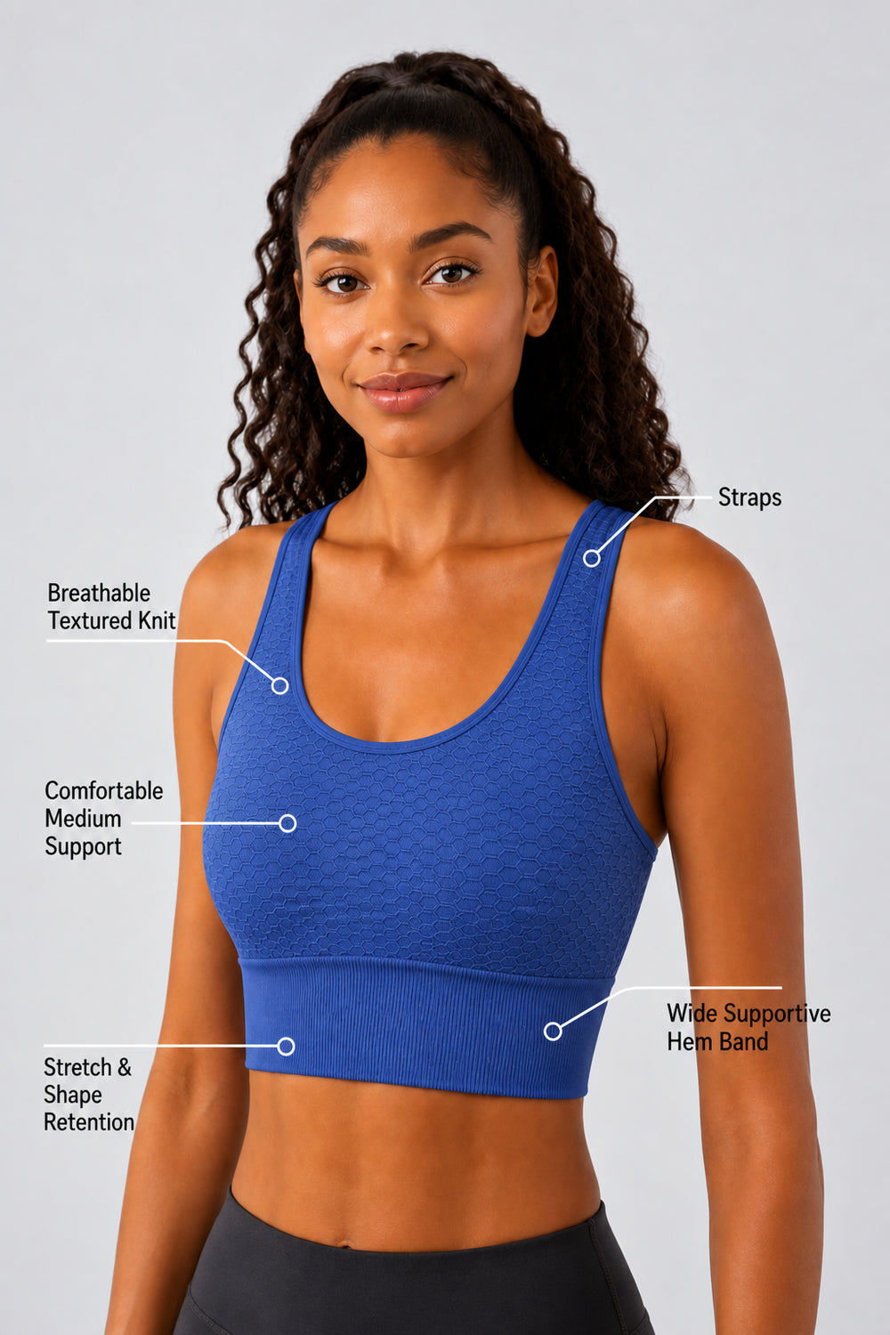 2-Pack CoreFit Racerback Sports Bra - Vintage Indigo/Atmosphere (Style 32529) Apparel & Accessories > Activewear > Sports Bras > Multi-Packs by Profit Outfits