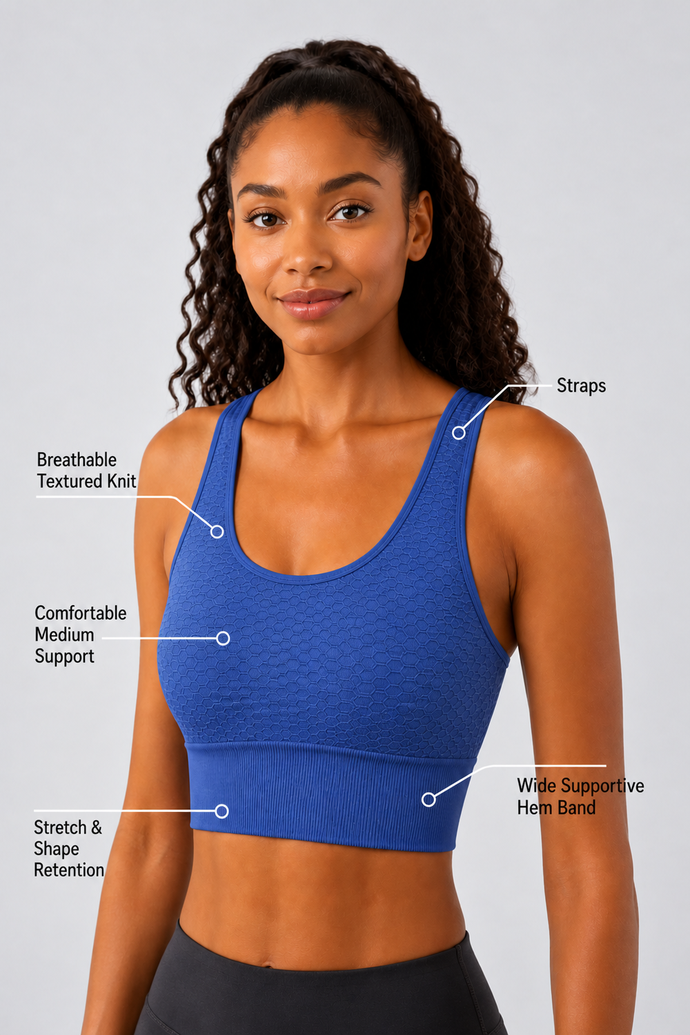 2-Pack CoreFit Racerback Sports Bra - Vintage Indigo/Atmosphere (Style 32529) Apparel & Accessories > Activewear > Sports Bras > Multi-Packs by Profit Outfits