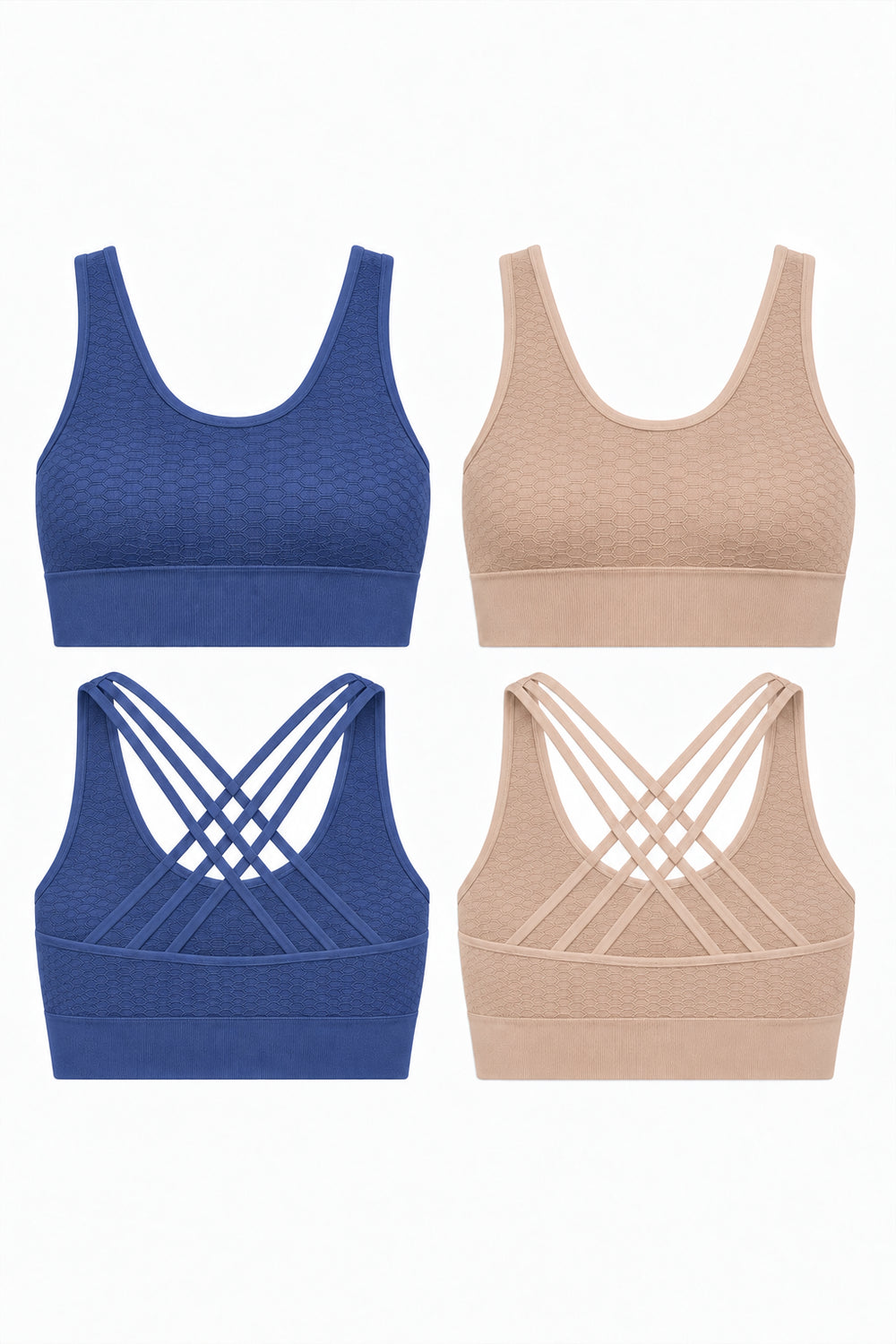 2-Pack CoreFit Racerback Sports Bra - Vintage Indigo/Atmosphere (Style 32529) Apparel & Accessories > Activewear > Sports Bras > Multi-Packs by Profit Outfits