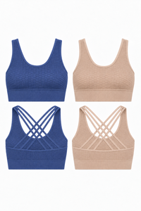 2-Pack CoreFit Racerback Sports Bra - Vintage Indigo/Atmosphere (Style 32529) Apparel & Accessories > Activewear > Sports Bras > Multi-Packs by Profit Outfits