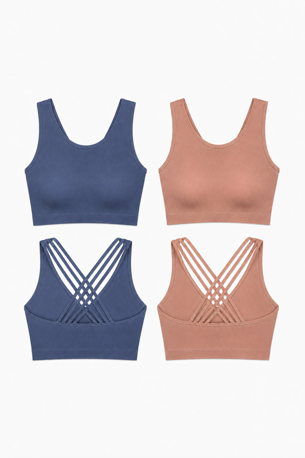 2-Pack CoreFit Racerback Sports Bra - Vintage Indigo/Atmosphere (Style 32678) Apparel & Accessories > Activewear > Sports Bras > Multi-Packs by Profit Outfits