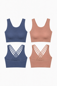 2-Pack CoreFit Racerback Sports Bra - Vintage Indigo/Atmosphere (Style 32678) Apparel & Accessories > Activewear > Sports Bras > Multi-Packs by Profit Outfits
