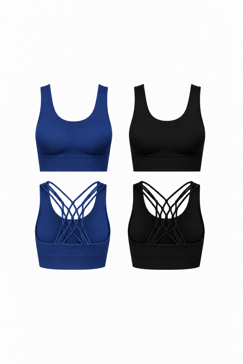 2-Pack CoreFit Racerback Sports Bra - Vintage Indigo/Black (Style 31509) Apparel & Accessories > Activewear > Sports Bras > Multi-Packs by Profit Outfits