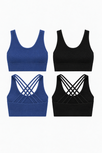 2-Pack CoreFit Racerback Sports Bra - Vintage Indigo/Black (Style 32529) Apparel & Accessories > Activewear > Sports Bras > Multi-Packs by Profit Outfits