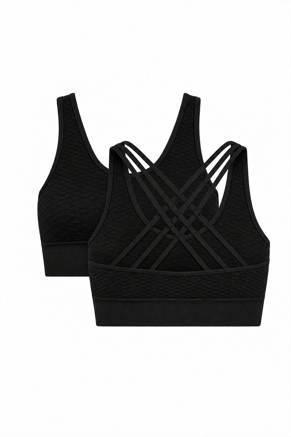 2-Pack CoreFit Racerback Sports Bra - Vintage Indigo/Black (Style 32529) Apparel & Accessories > Activewear > Sports Bras > Multi-Packs by Profit Outfits