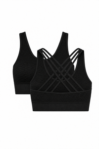 2-Pack CoreFit Racerback Sports Bra - Vintage Indigo/Black (Style 32529) Apparel & Accessories > Activewear > Sports Bras > Multi-Packs by Profit Outfits