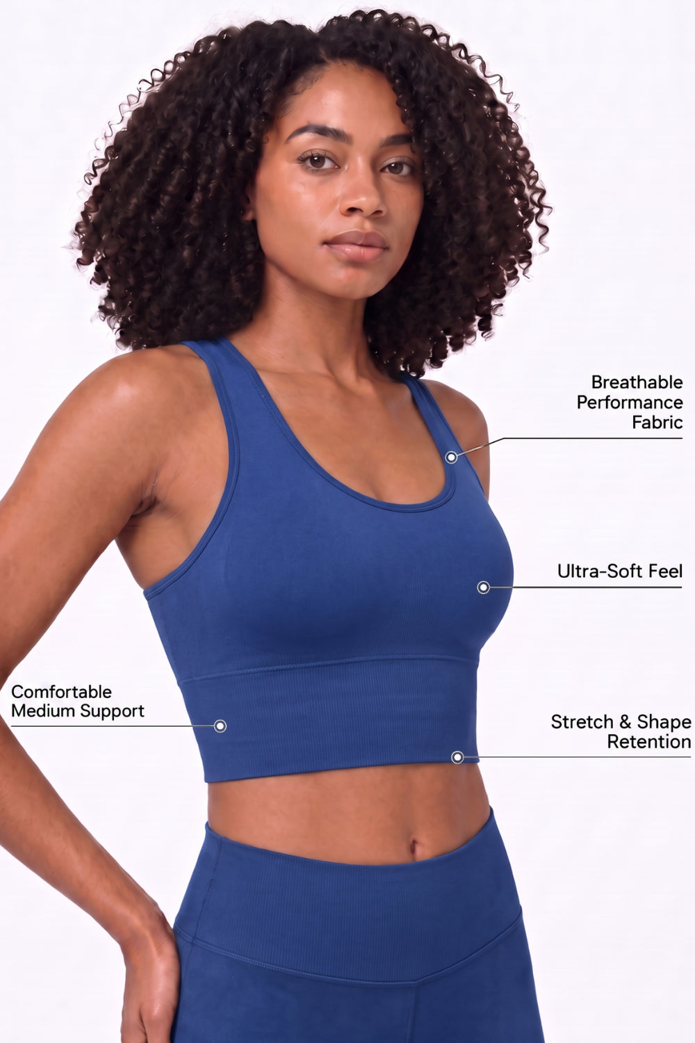 2-Pack CoreFit Racerback Sports Bra - Vintage Indigo/White (Style 31509) Apparel & Accessories > Activewear > Sports Bras > Multi-Packs by Profit Outfits