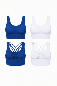 2-Pack CoreFit Racerback Sports Bra - Vintage Indigo/White (Style 31509) Apparel & Accessories > Activewear > Sports Bras > Multi-Packs by Profit Outfits