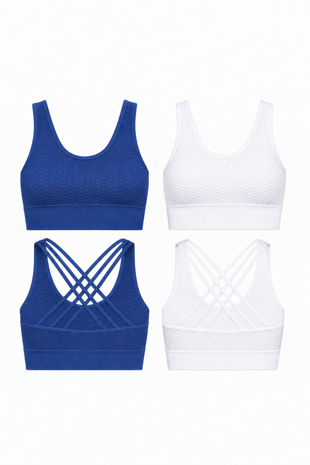 2-Pack CoreFit Racerback Sports Bra - Vintage Indigo/White (Style 32529) Apparel & Accessories > Activewear > Sports Bras > Multi-Packs by Profit Outfits