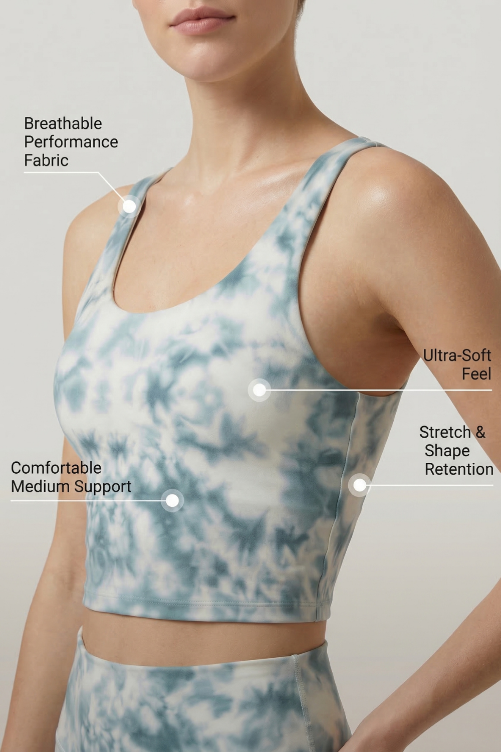 Sujetador deportivo de yoga estampado tie-dye