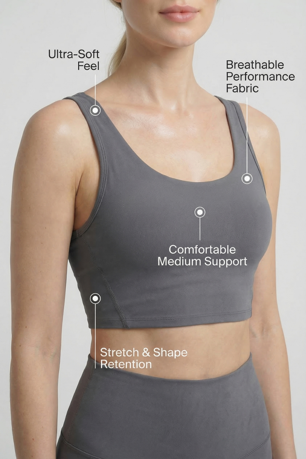 Sujetador deportivo corto de moda