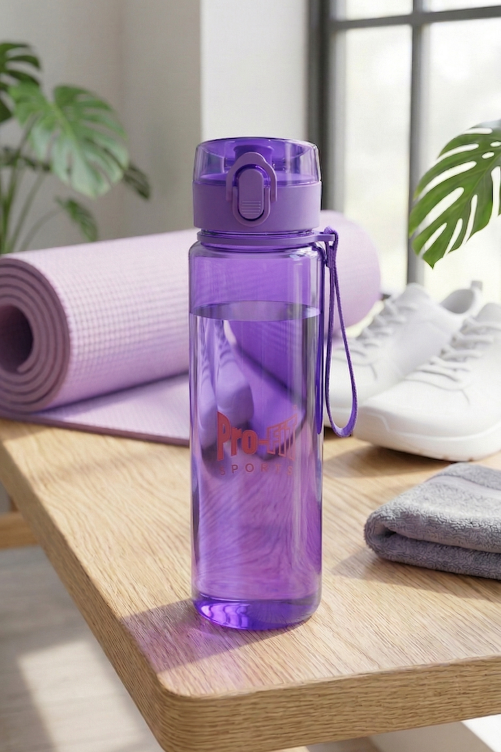 Clear Studio Water Bottle - Purple  by PROFIT OUTFITS