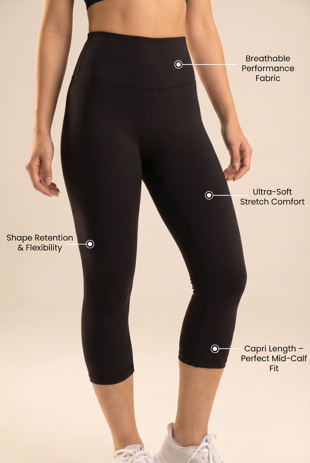 Contour High-Waist Capri Legging Apparel & Accessories > Activewear > Leggings > Capri Leggings by Profit Outfits