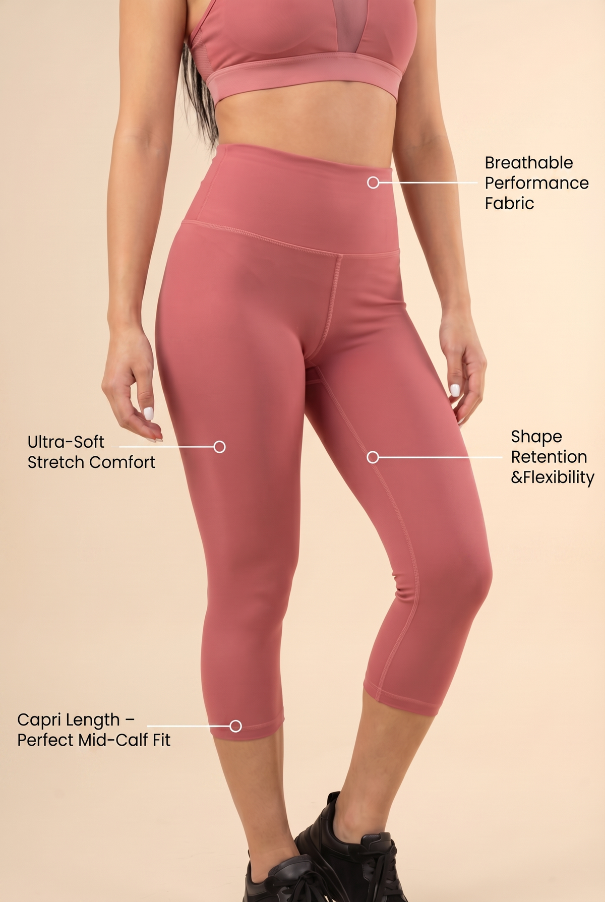 Contour High-Waist Capri Legging Apparel & Accessories > Activewear > Leggings > Capri Leggings by Profit Outfits