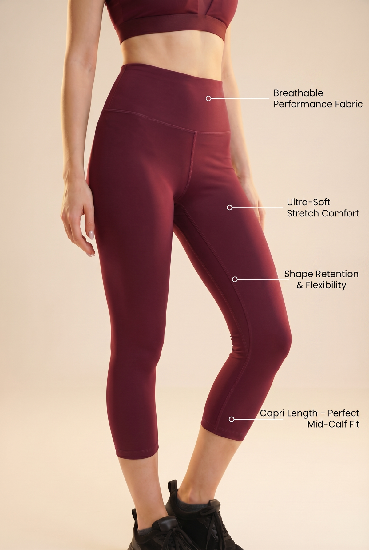 Contour High-Waist Capri Legging Apparel & Accessories > Activewear > Leggings > Capri Leggings by Profit Outfits