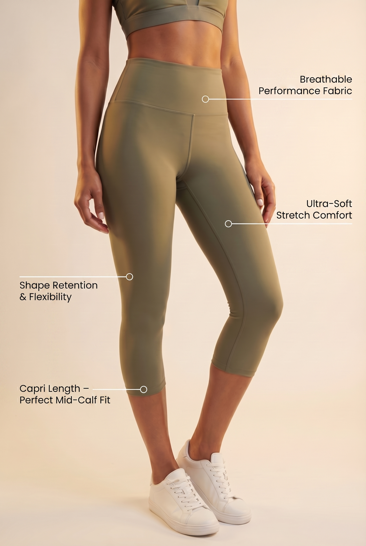 Contour High-Waist Capri Legging Apparel & Accessories > Activewear > Leggings > Capri Leggings by Profit Outfits