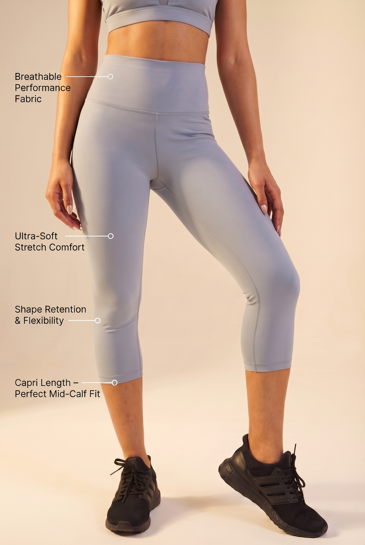 Contour High-Waist Capri Legging Apparel & Accessories > Activewear > Leggings > Capri Leggings by Profit Outfits