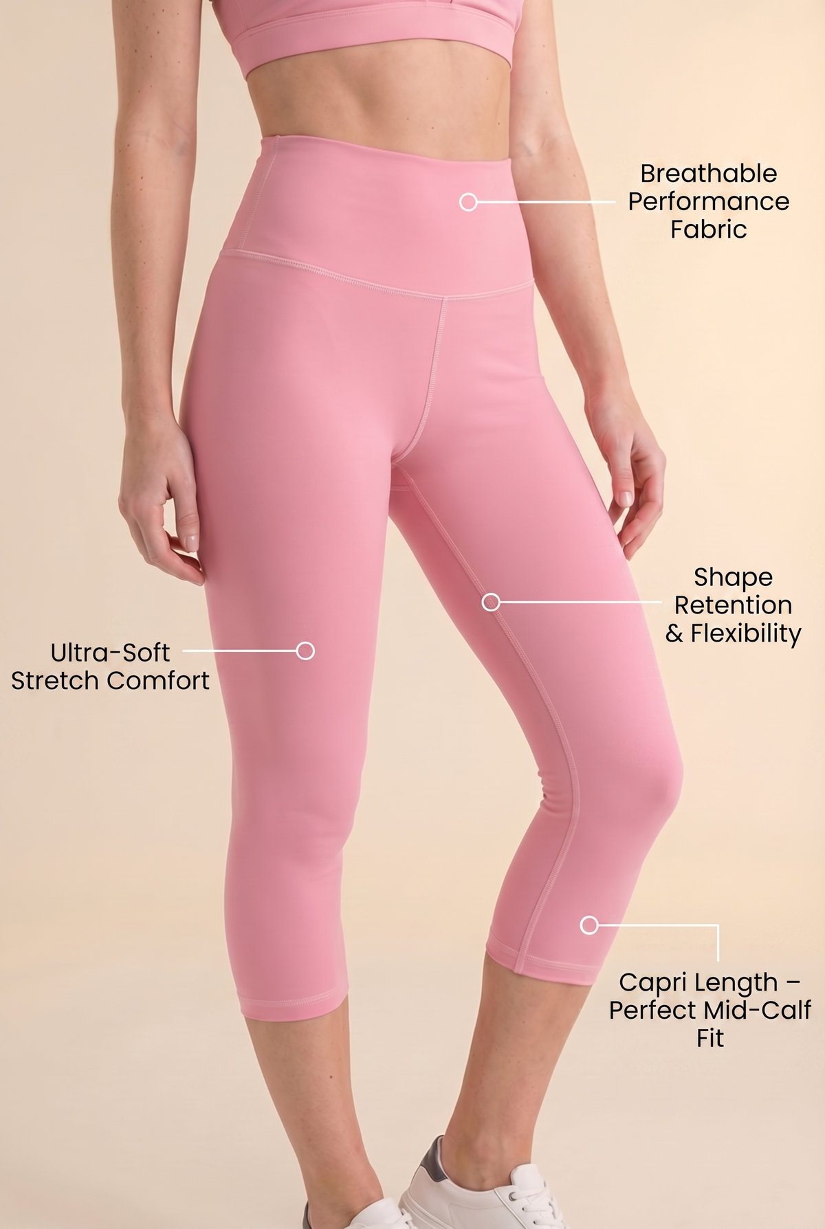 Contour High-Waist Capri Legging Apparel & Accessories > Activewear > Leggings > Capri Leggings by Profit Outfits