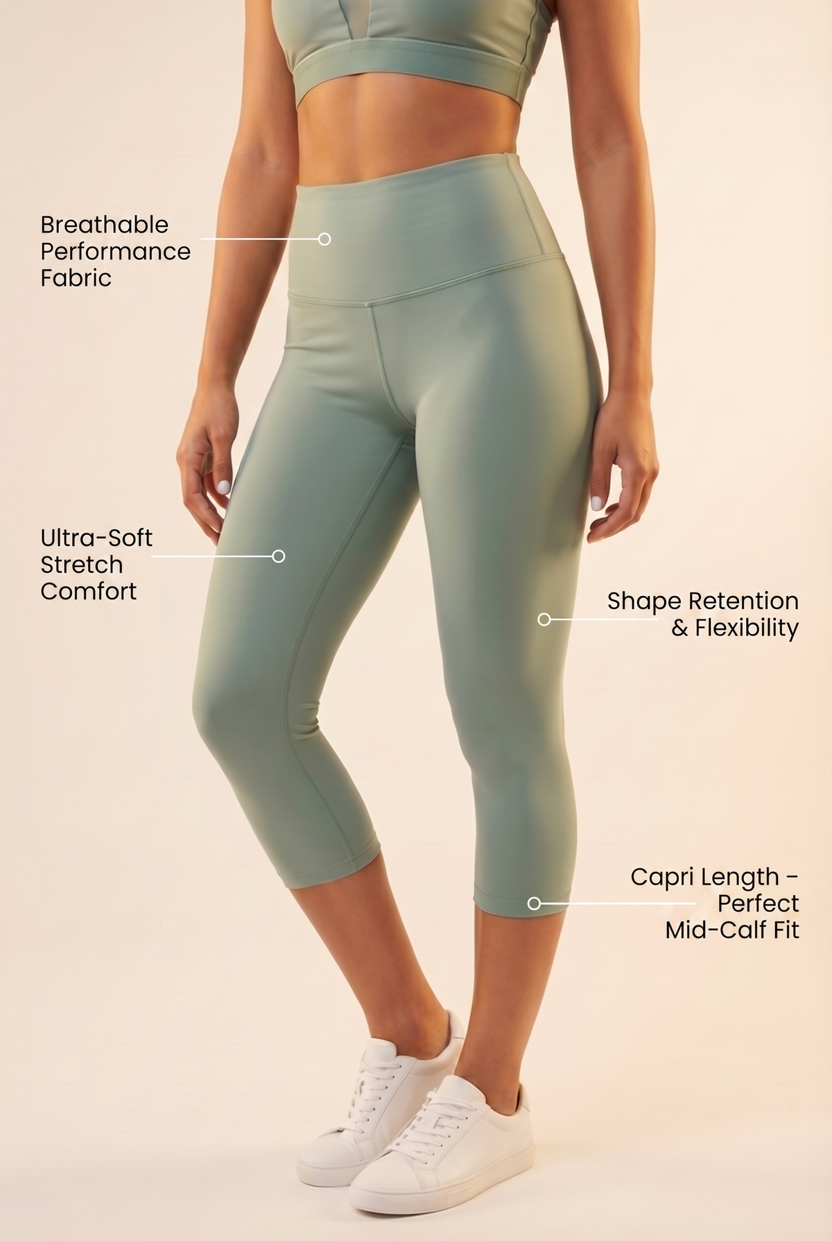 Contour High-Waist Capri Legging Apparel & Accessories > Activewear > Leggings > Capri Leggings by Profit Outfits