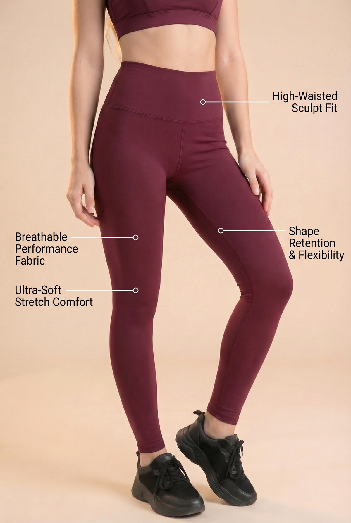 Contour High-Waist Legging Apparel & Accessories > Activewear > Leggings > High-Waist Leggings by Profit Outfits