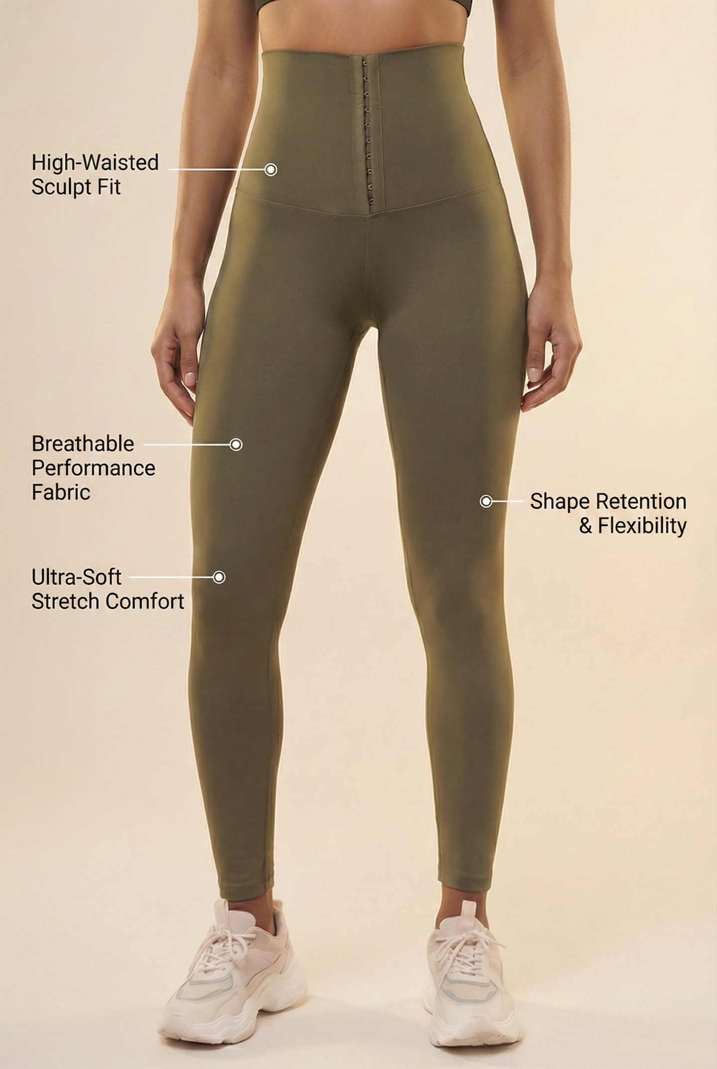 Contour Hook-Front High-Waist Legging  by PROFIT OUTFITS