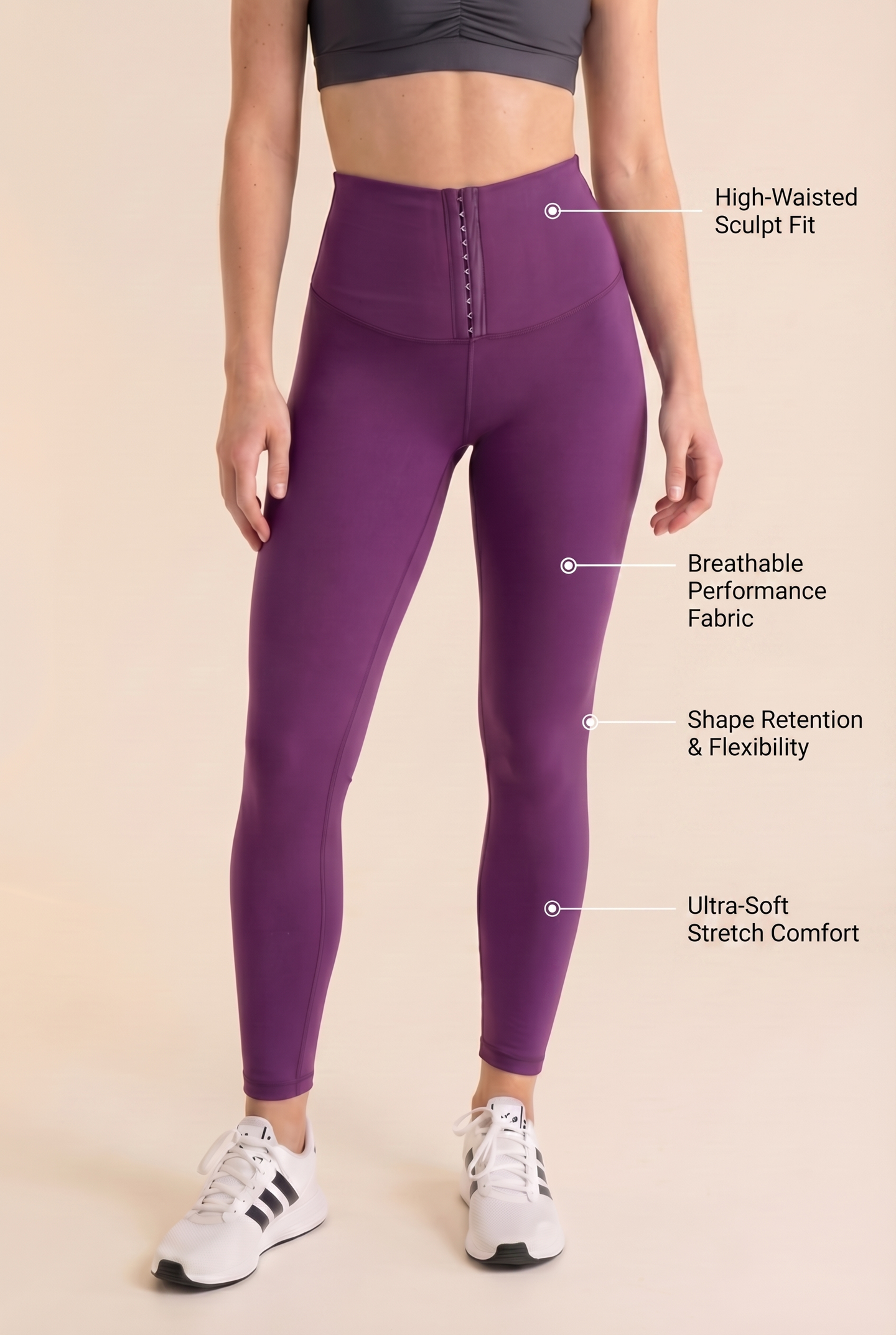 Contour Hook-Front High-Waist Legging  by PROFIT OUTFITS