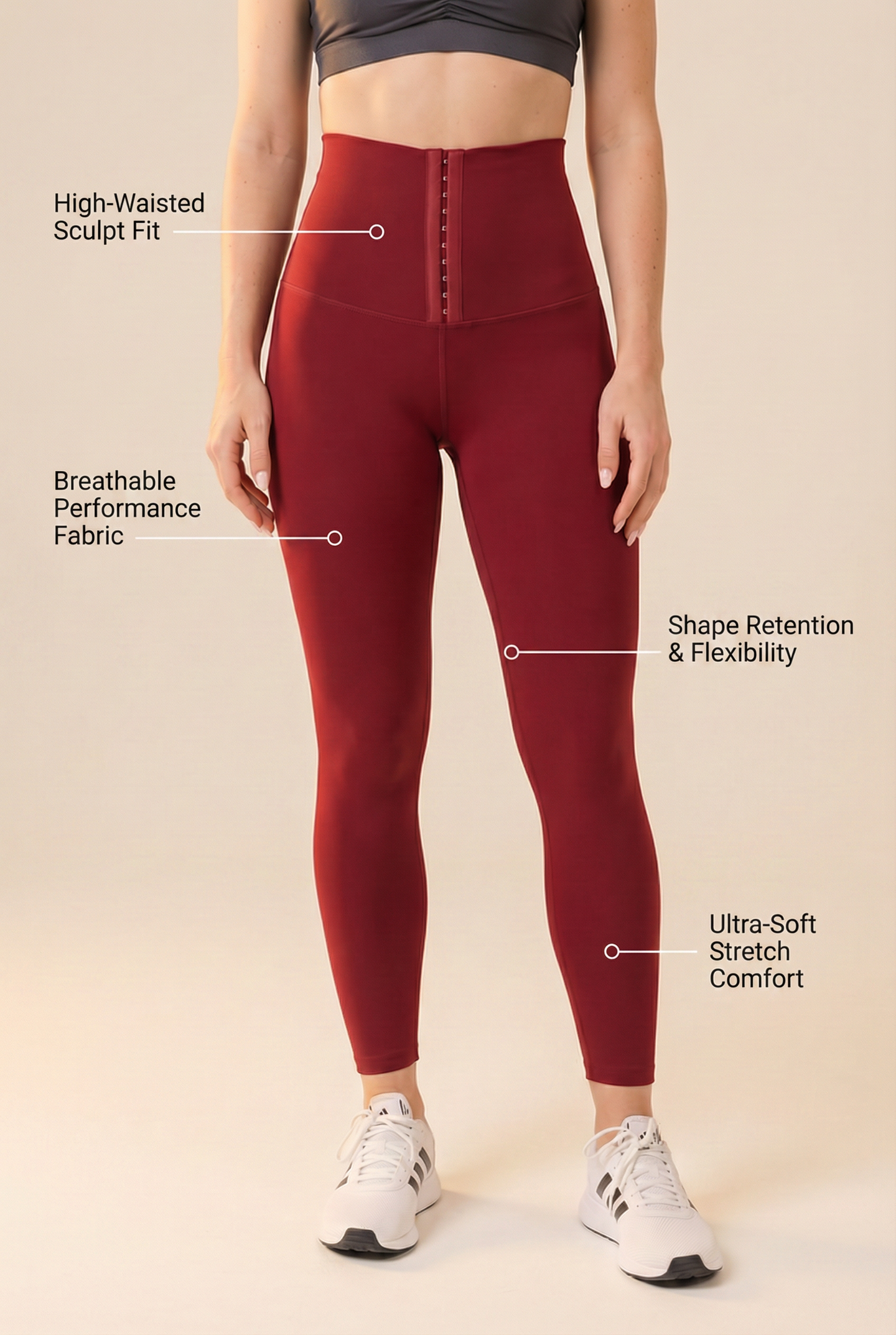 Contour Hook-Front High-Waist Legging  by PROFIT OUTFITS