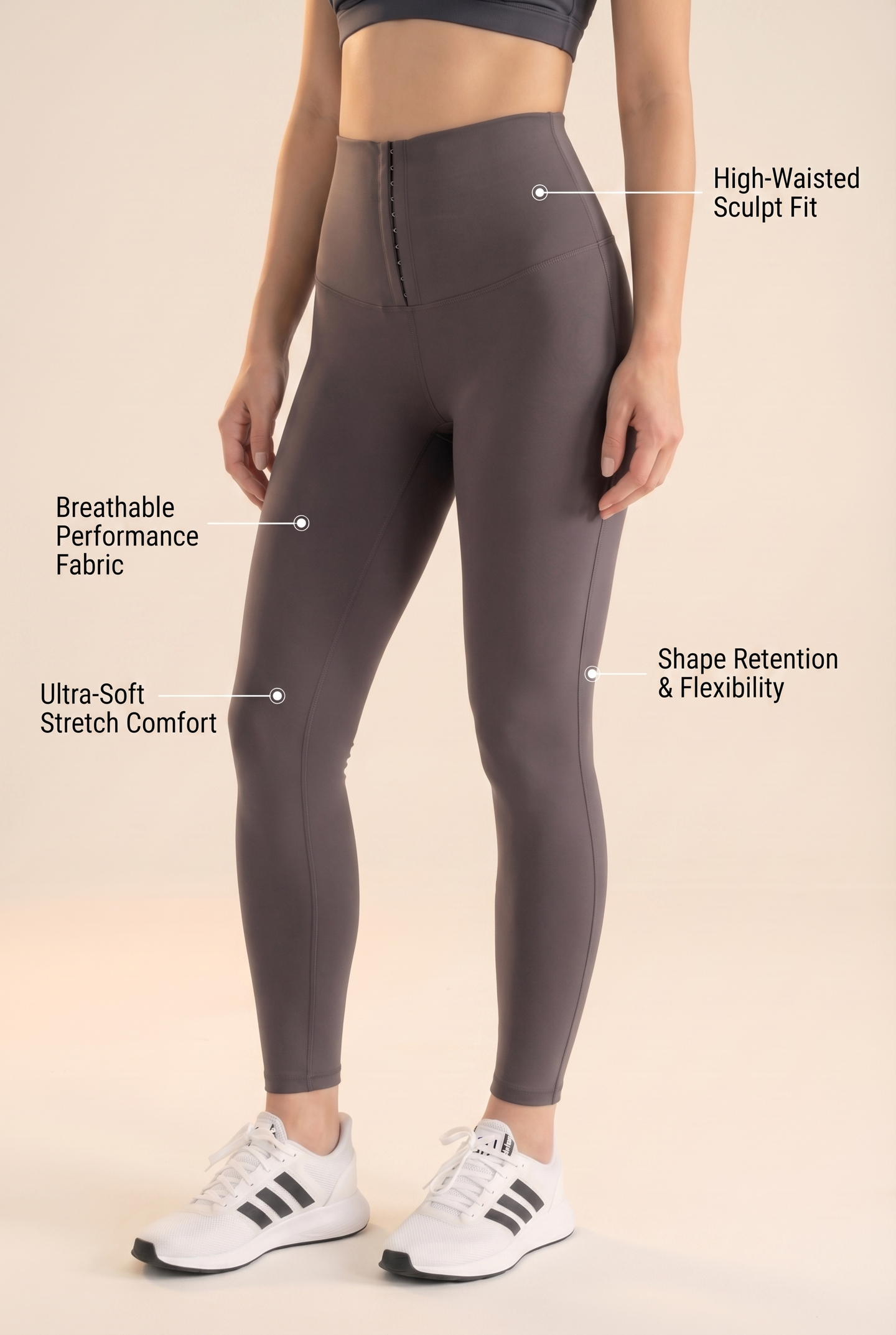 Contour Hook-Front High-Waist Legging  by PROFIT OUTFITS