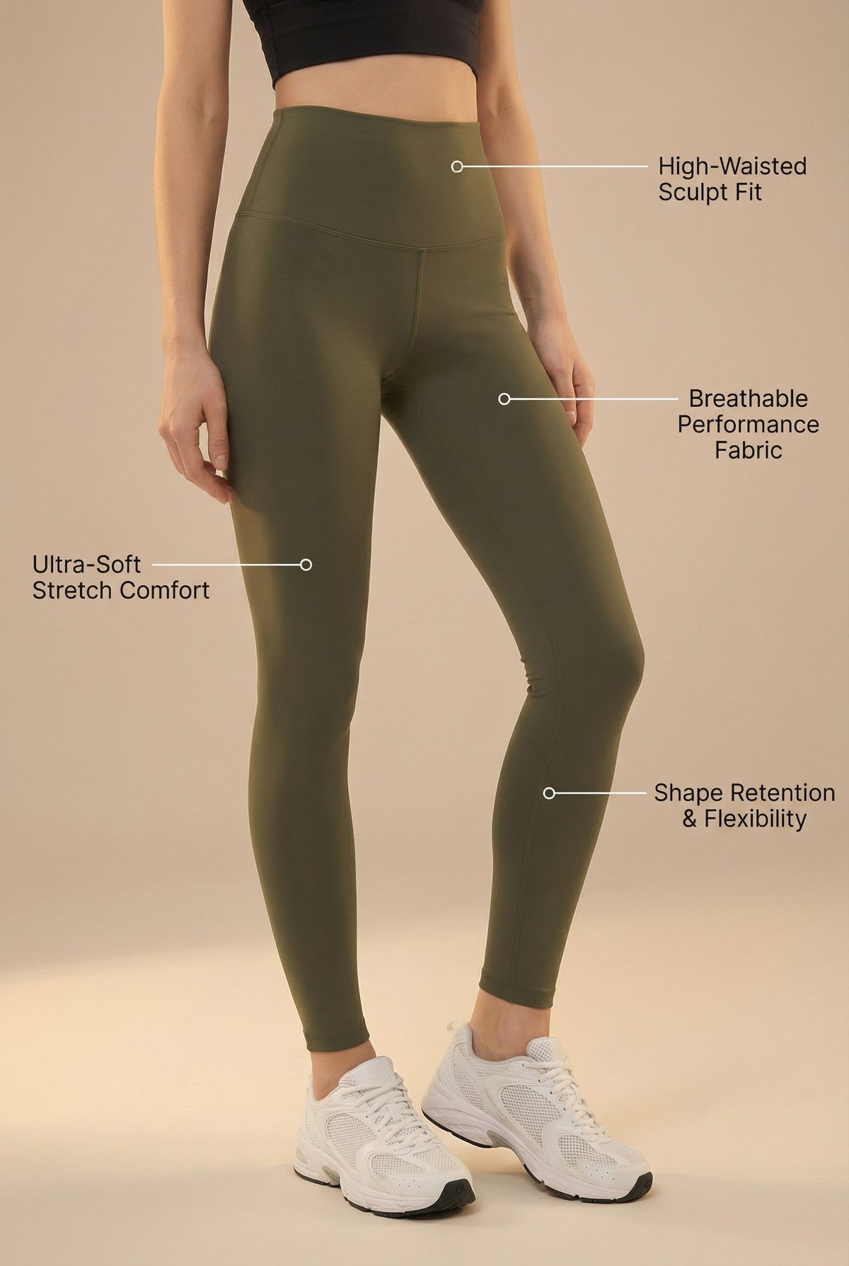Contour Lift High-Waist Legging - Army Green Apparel & Accessories > Activewear > Leggings > High-Waist Leggings by Profit Outfits