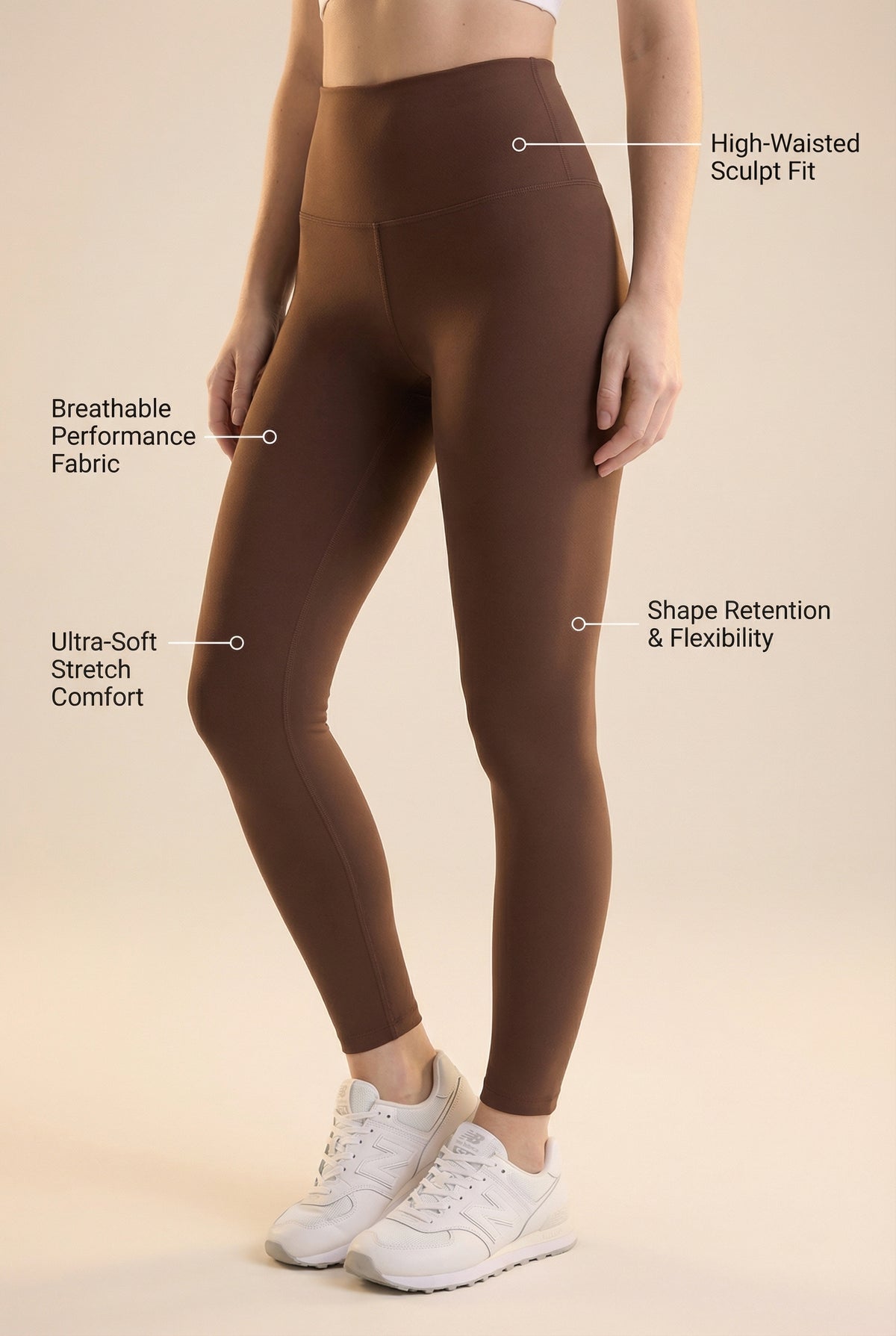 Contour Lift High-Waist Legging - Brown Apparel & Accessories > Activewear > Leggings > High-Waist Leggings by Profit Outfits