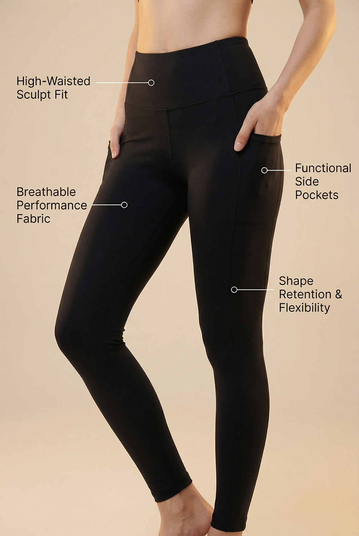 Contour Lift Pocket High-Waist Legging Apparel & Accessories > Activewear > Leggings > High-Waist Leggings by Profit Outfits