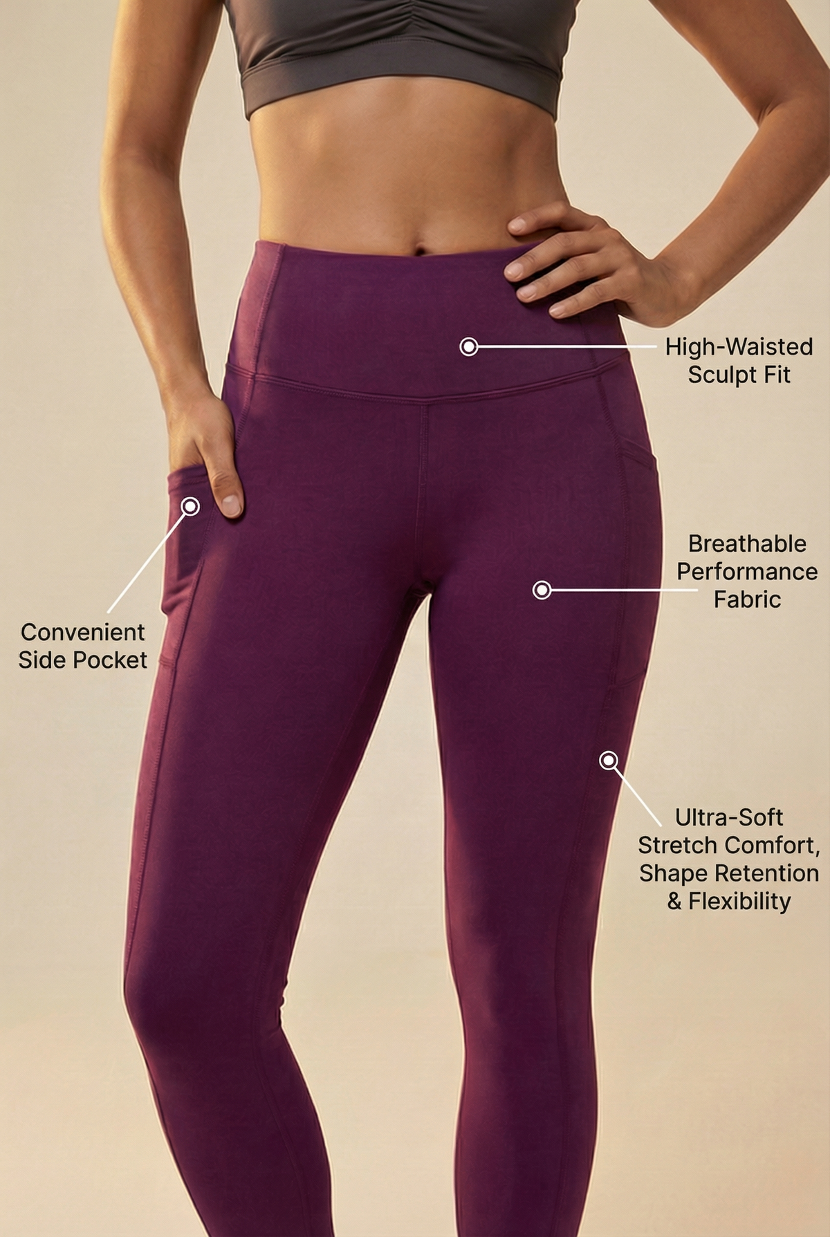Contour Lift Pocket High-Waist Legging Apparel & Accessories > Activewear > Leggings > High-Waist Leggings by Profit Outfits