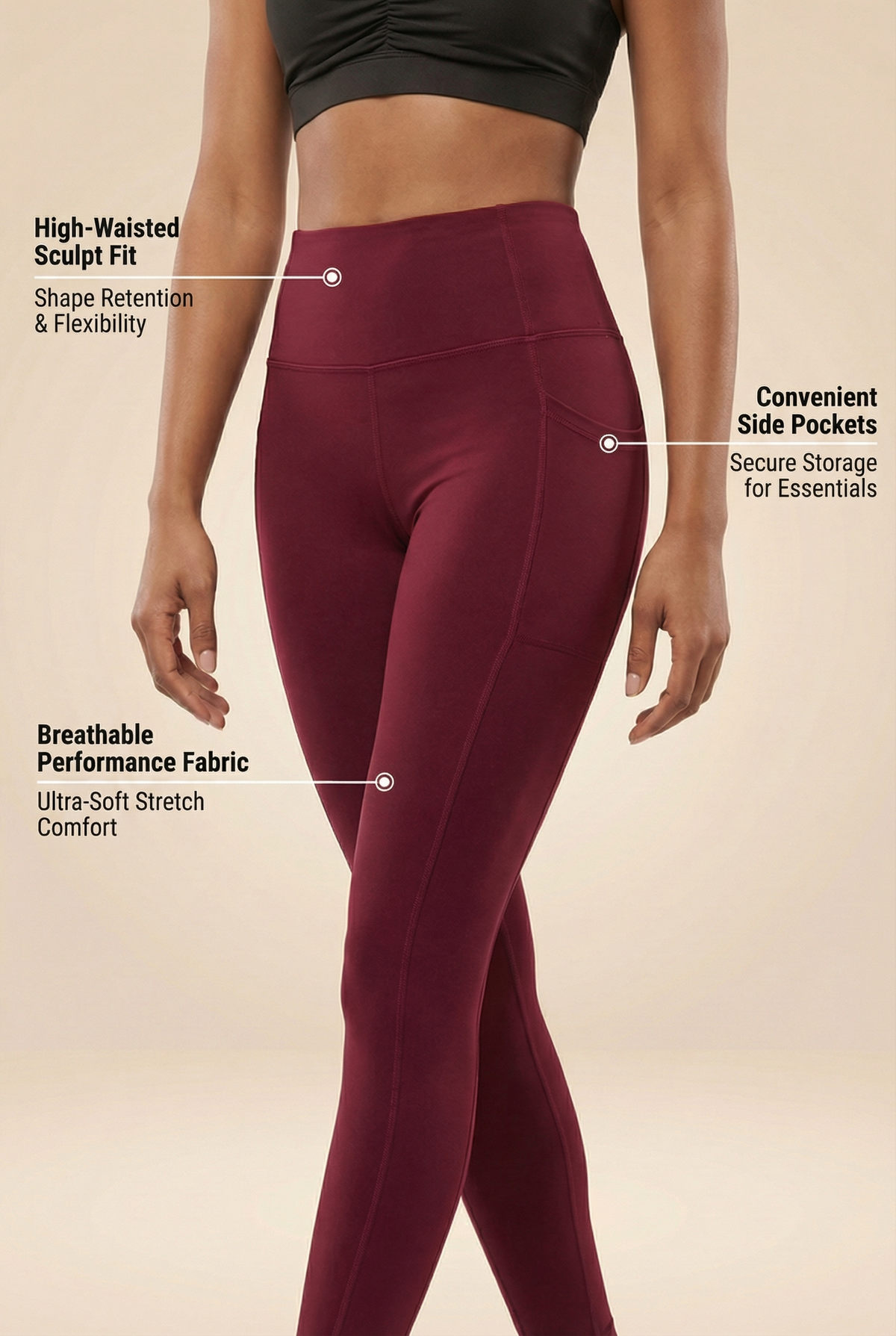 Contour Lift Pocket High-Waist Legging Apparel & Accessories > Activewear > Leggings > High-Waist Leggings by Profit Outfits