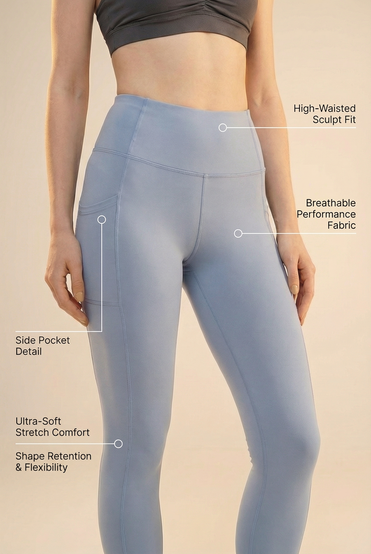 Contour Lift Pocket High-Waist Legging Apparel & Accessories > Activewear > Leggings > High-Waist Leggings by Profit Outfits
