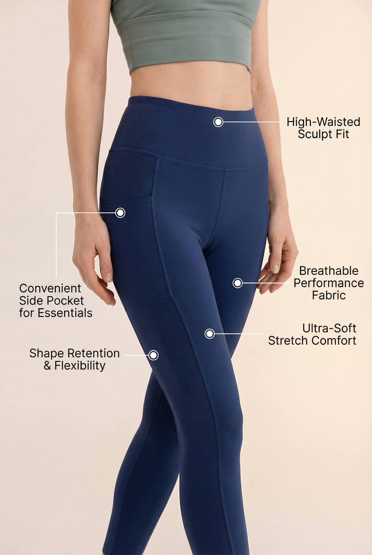 Contour Lift Pocket High-Waist Legging Apparel & Accessories > Activewear > Leggings > High-Waist Leggings by Profit Outfits