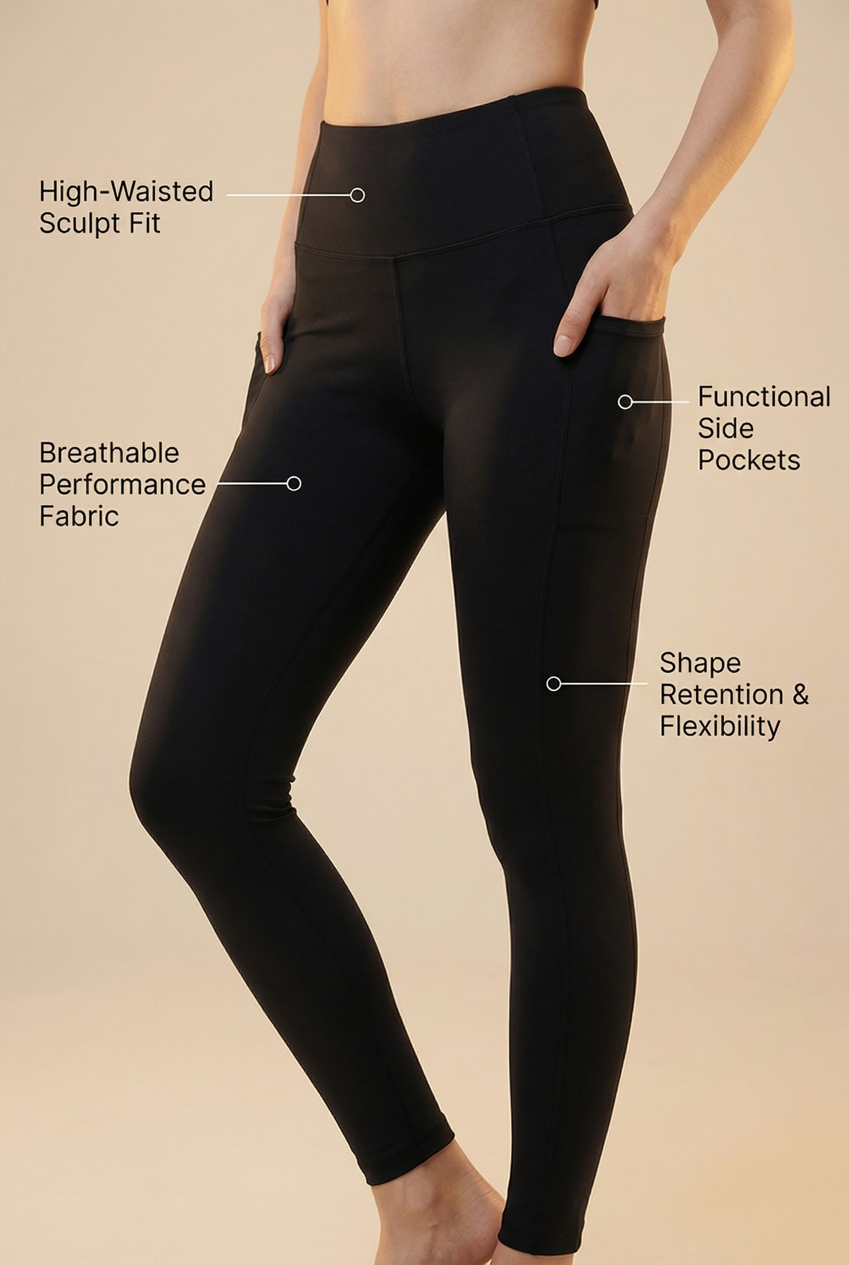 Contour Lift Pocket High-Waist Legging  by Profit Outfits