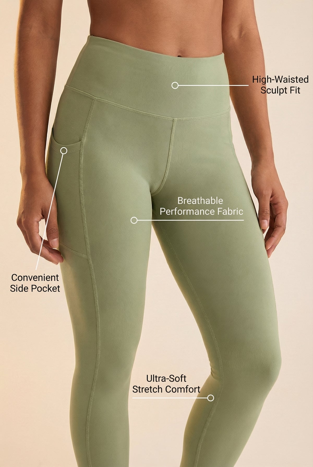 Contour Lift Pocket High-Waist Legging - Grass Green Apparel & Accessories > Activewear > Leggings > High-Waist Leggings by Profit Outfits